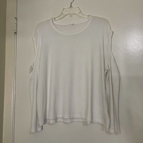 Rag and Bone white long sleeve cold shoulder cut out shirt size Medium - Picture 2 of 7